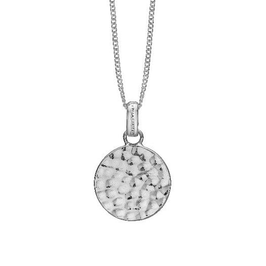 EXPERIENCE vedhæng i sterling sølv fra Christina Jewelry & Watches med rund, hamret plade og justerbar kæde.